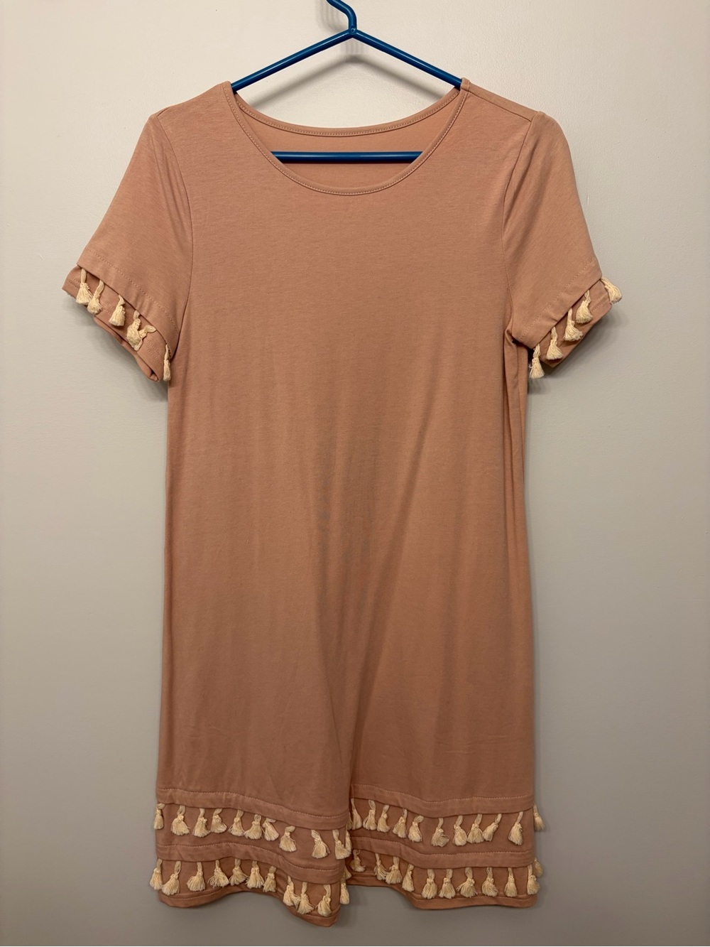 ASOS Mauve Tassel-Trim Short Sleeve Dress
